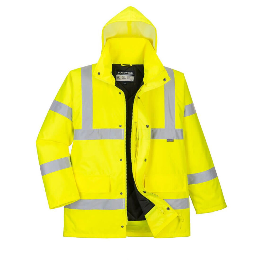 (XL, Yellow) Portwest Mens Hi-Vis Breathable Winter Traffic Jacket