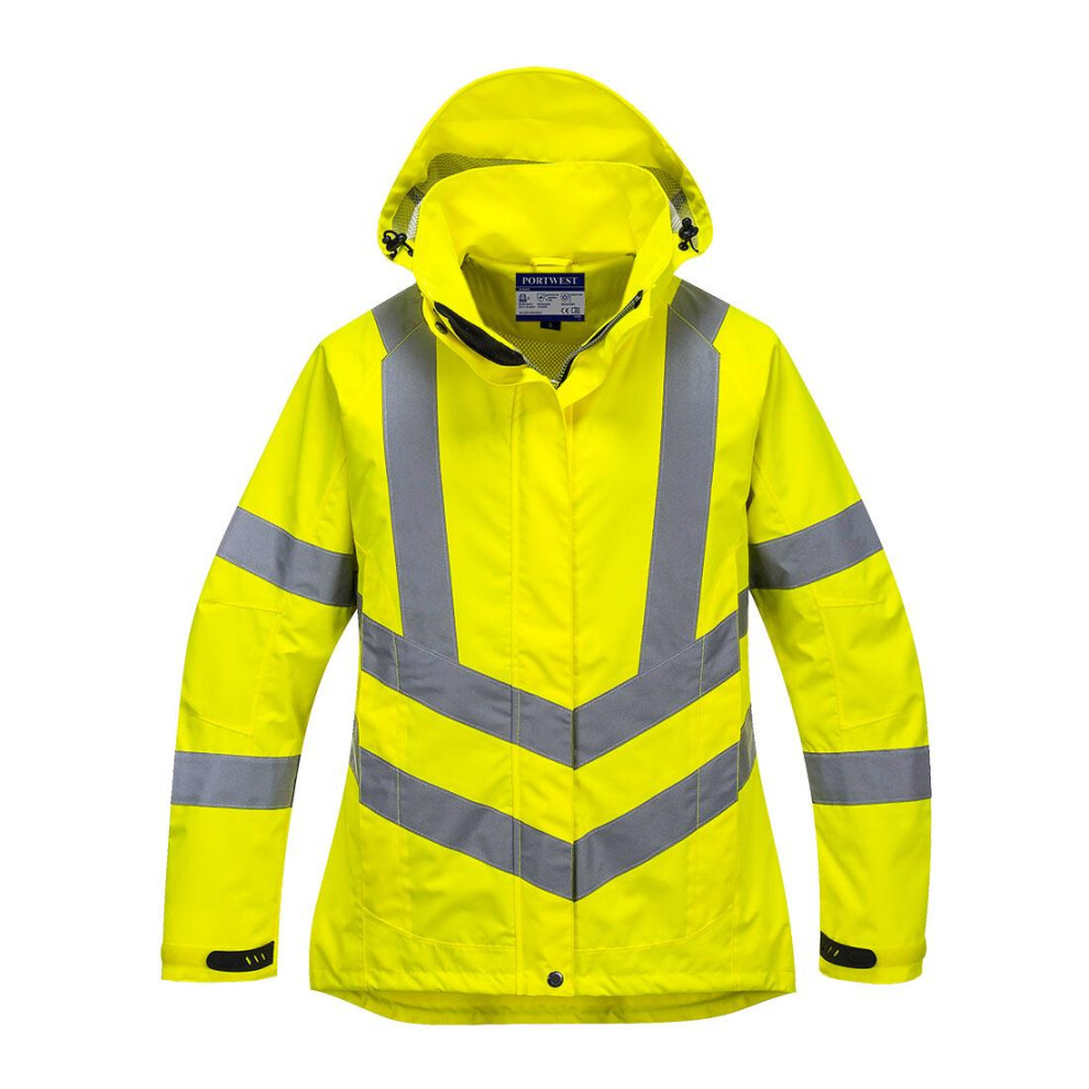 (XXL, Yellow) Portwest Womens/Ladies Rain Hi-Vis Breathable Jacket