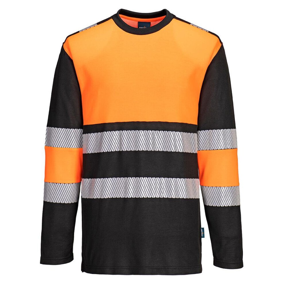 (M, Orange/Black) Portwest Mens PW3 Cotton High-Vis T-Shirt