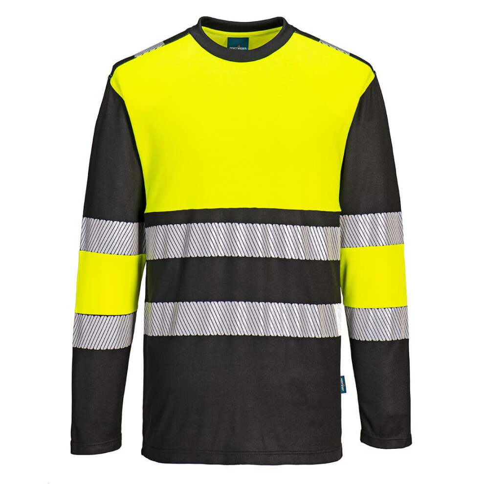 (M, Yellow/Black) Portwest Mens PW3 Cotton High-Vis T-Shirt