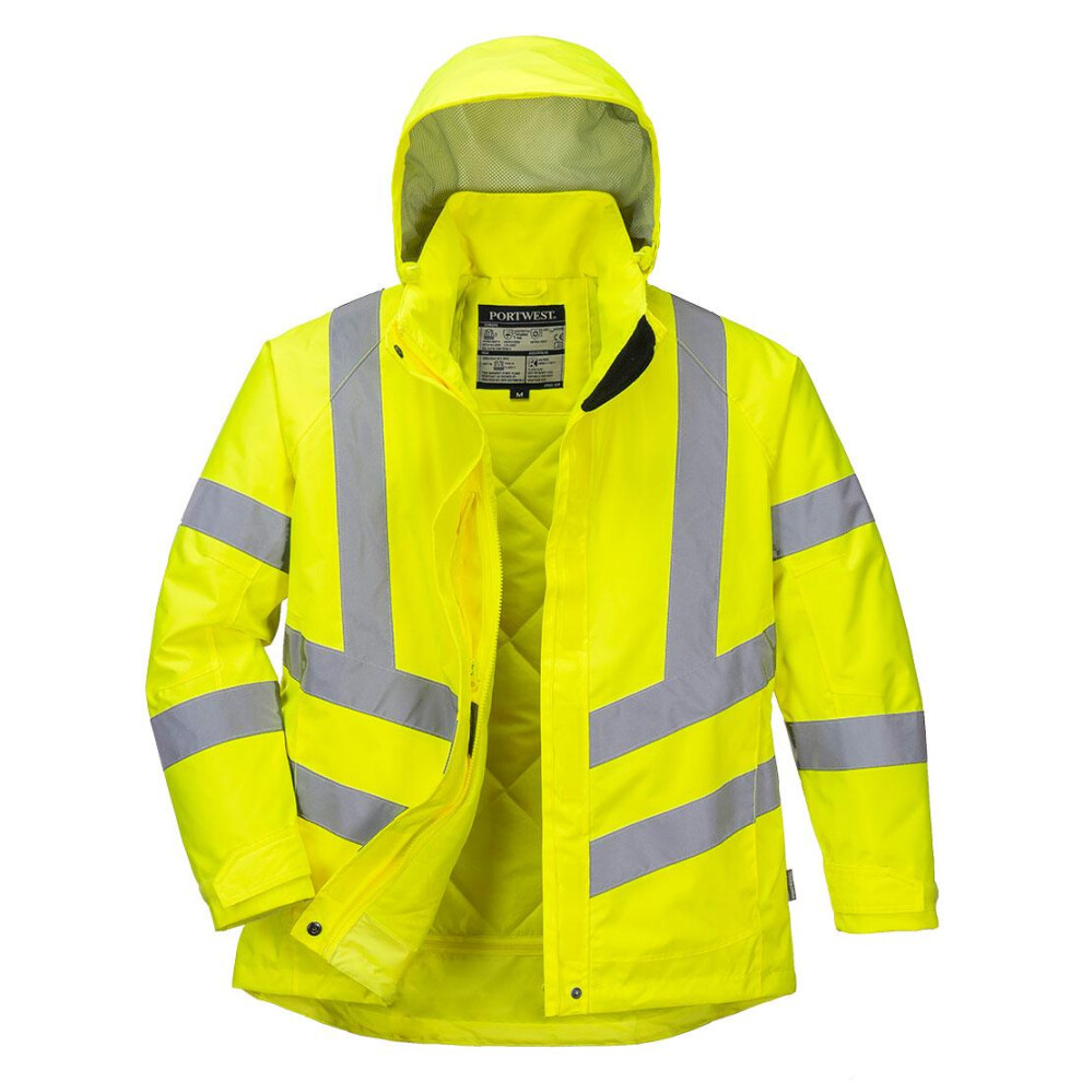 (M, Yellow) Portwest Womens/Ladies Hi-Vis Winter Jacket