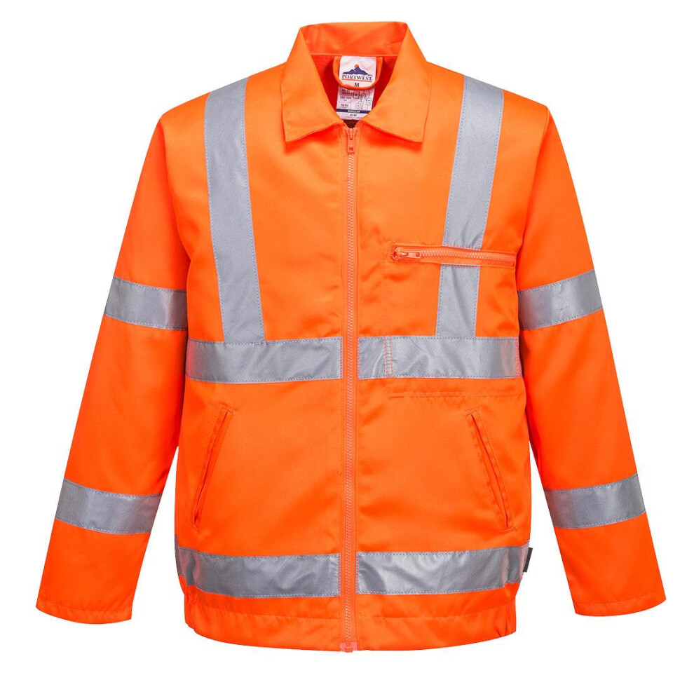 (3XL, Orange) Portwest Mens Hi-Vis Polycotton Safety Bomber Jacket