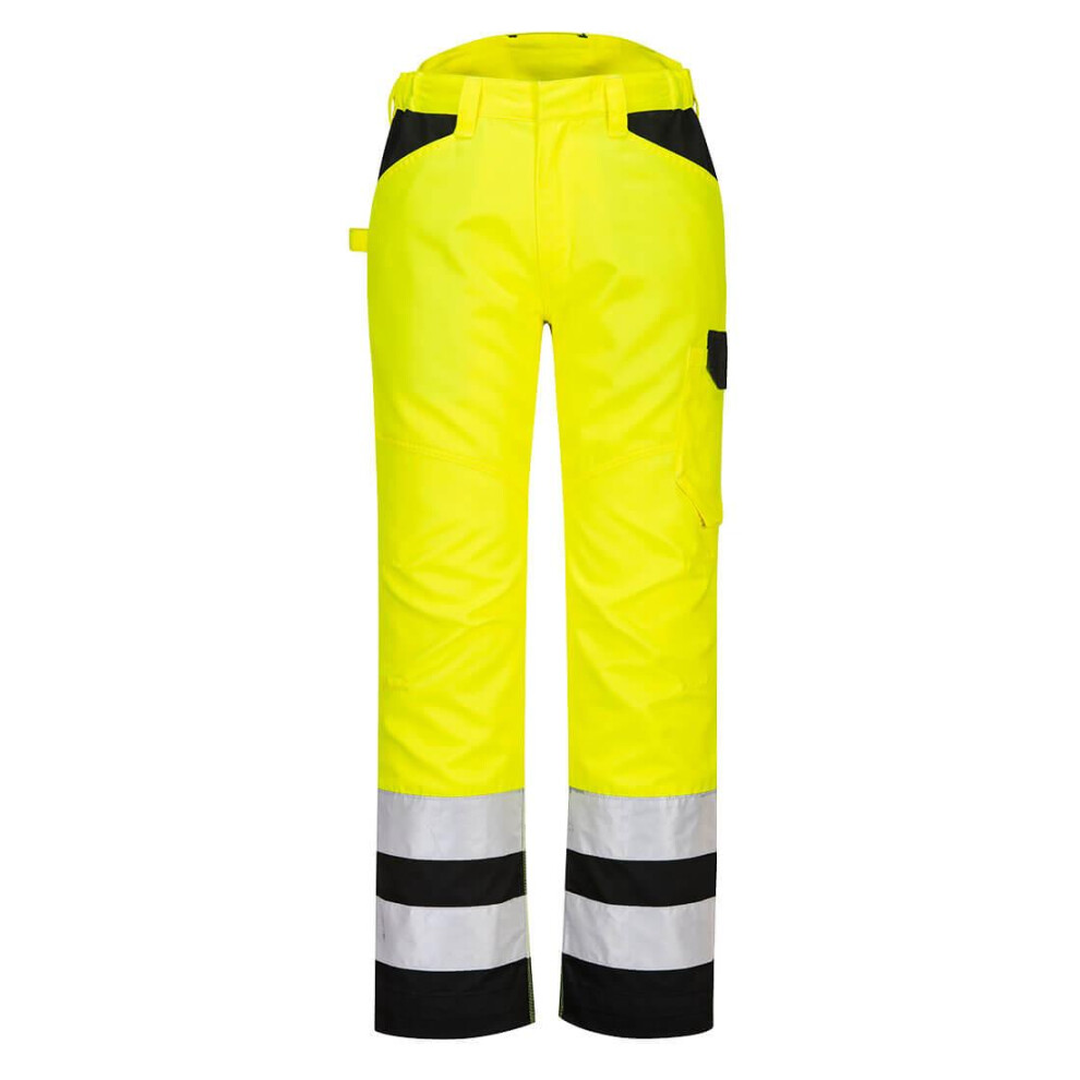 (38R, Yellow/Black) Portwest Mens PW2 High-Vis Work Trousers