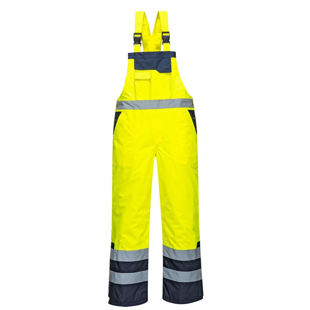 (L, Yellow) Portwest Mens Contrast High-Vis Winter Bib And Brace Overall