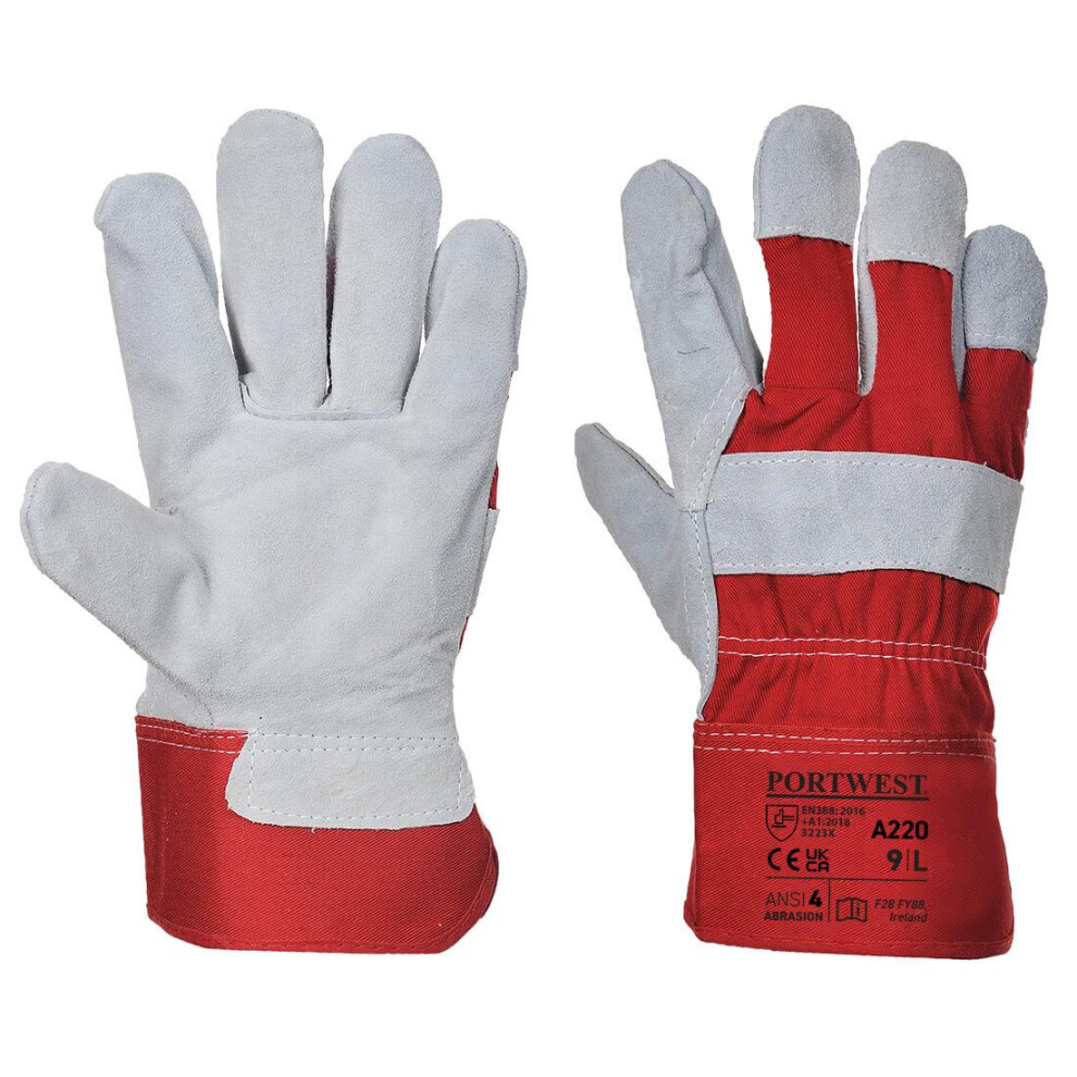 (3XL, Red) Portwest Unisex Adult A220 Premium Chrome Leather Rigger Gloves