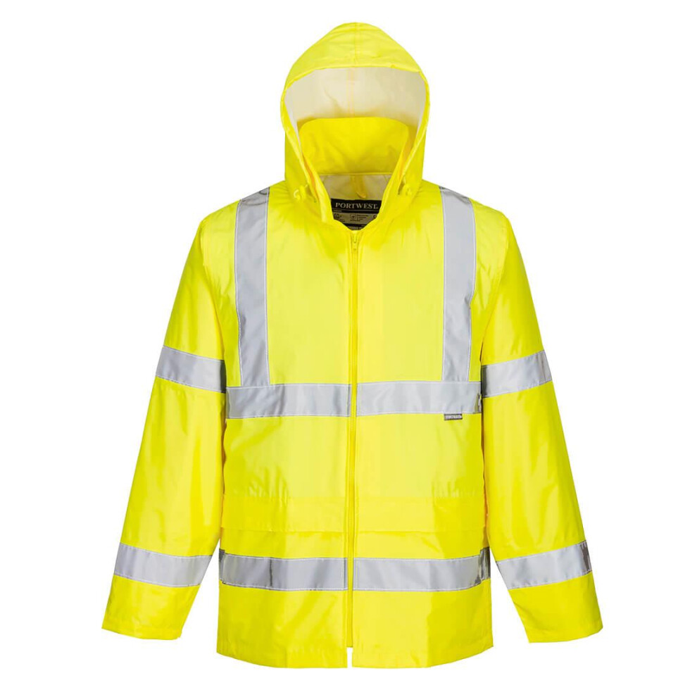 (XL, Yellow) Portwest Mens Rain Hi-Vis Jacket