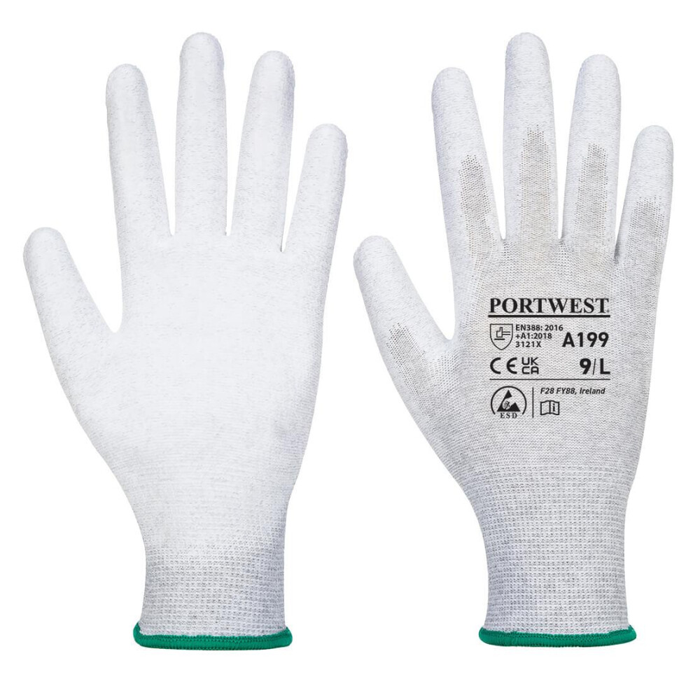 (S, Grey) Portwest Unisex Adult A199 PU Palm Grip Gloves