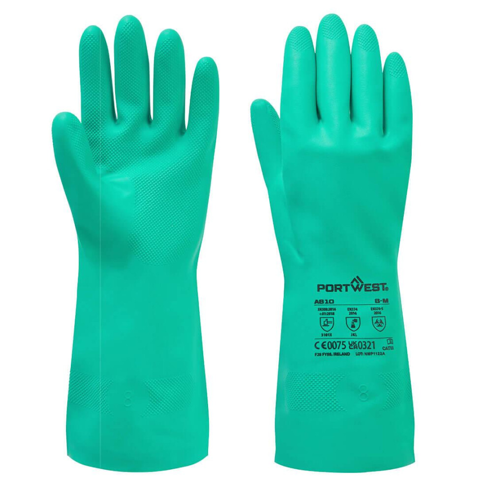 (L, Green) Portwest Unisex Adult A810 Nitrosafe Chemical Gauntlet