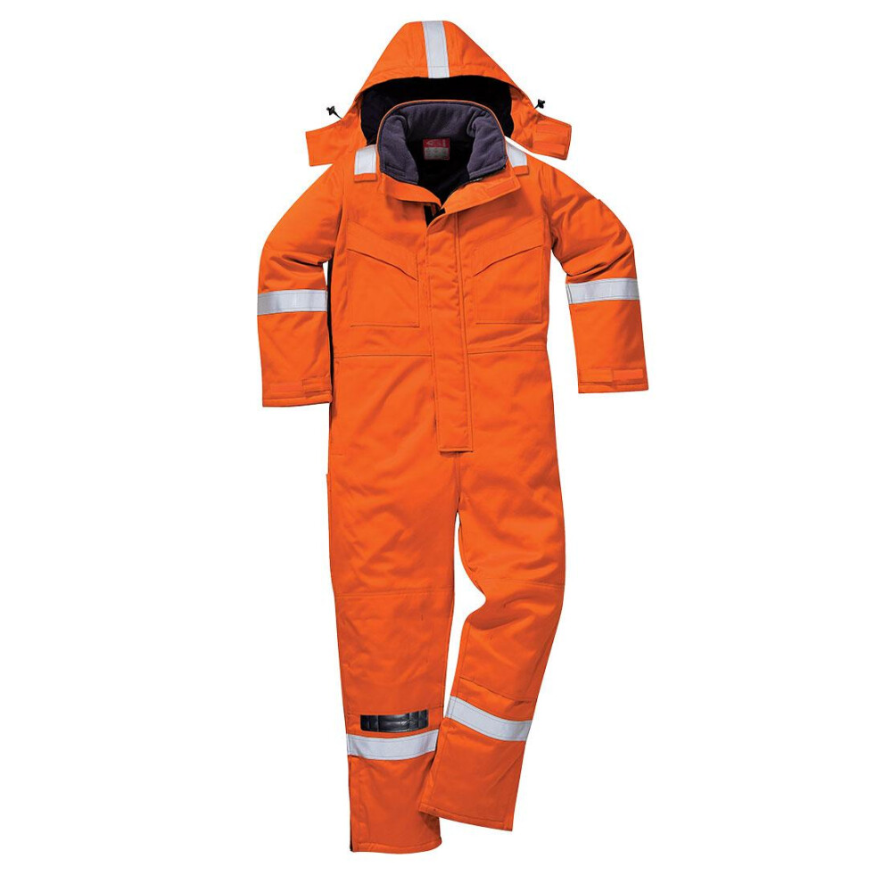 (L R, Orange) Portwest Unisex Adult Flame Resistant Anti-Static Winter Overalls