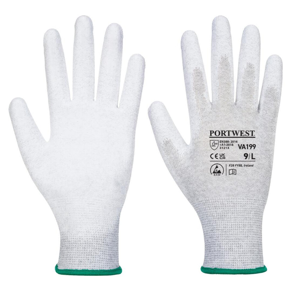 (M, Grey) Portwest Unisex Adult VA199 PU Palm Grip Gloves