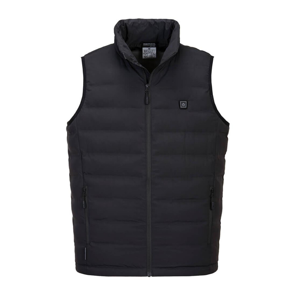 (XL, Black) Portwest Mens Ultrasonic Tunnel Heated Gilet