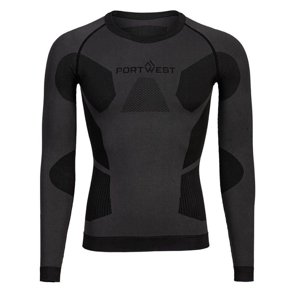 (L, Charcoal) Portwest Mens Dynamic Air Base Layer Top