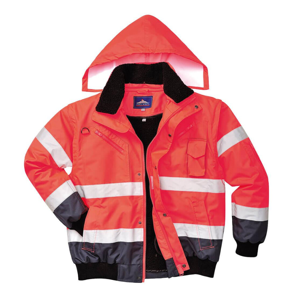 (M, Red/Navy) Portwest Mens 3 In 1 Hi-Vis Bomber Jacket