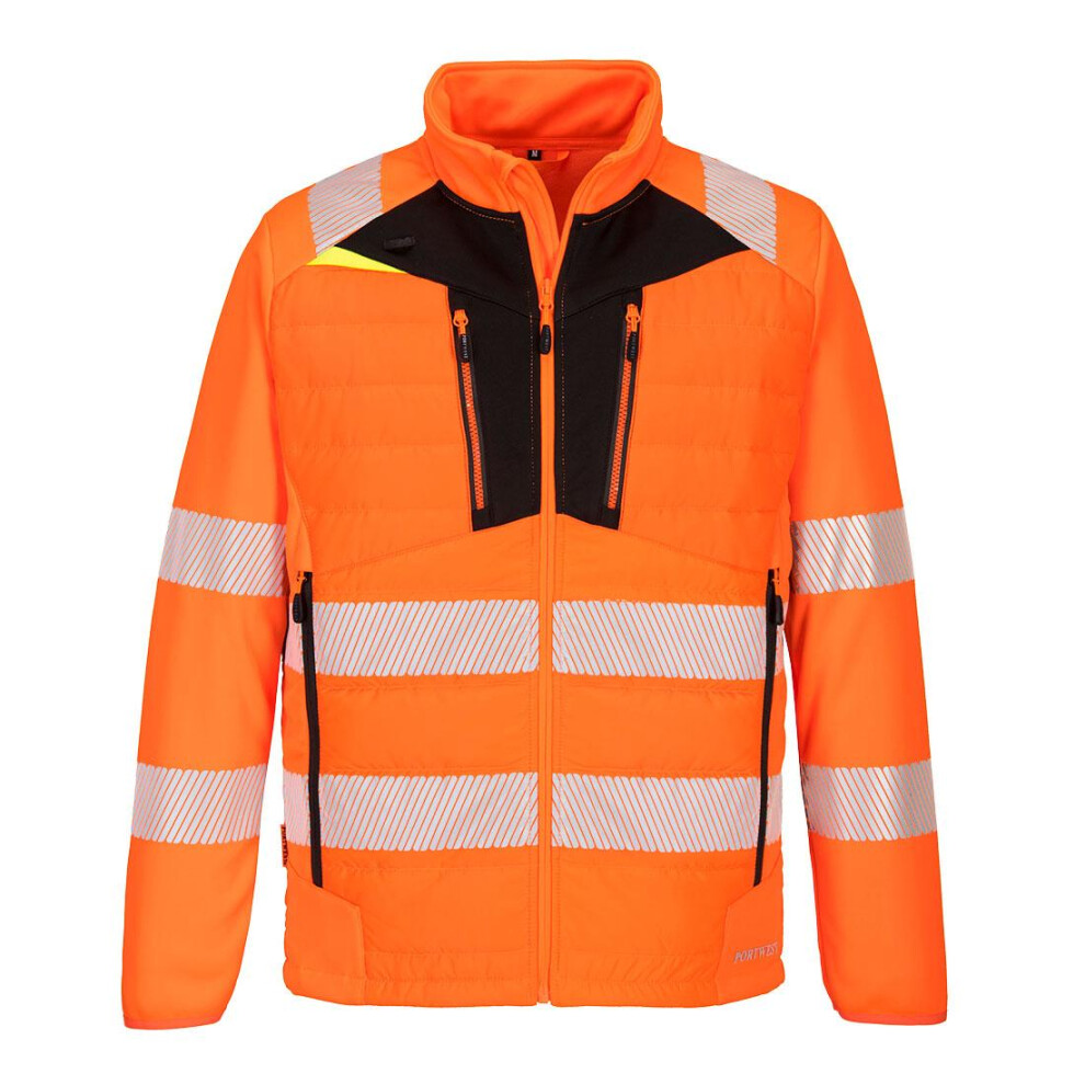 (M, Orange/Black) Portwest Mens DX4 Baffled Hi-Vis Safety Hybrid Jacket