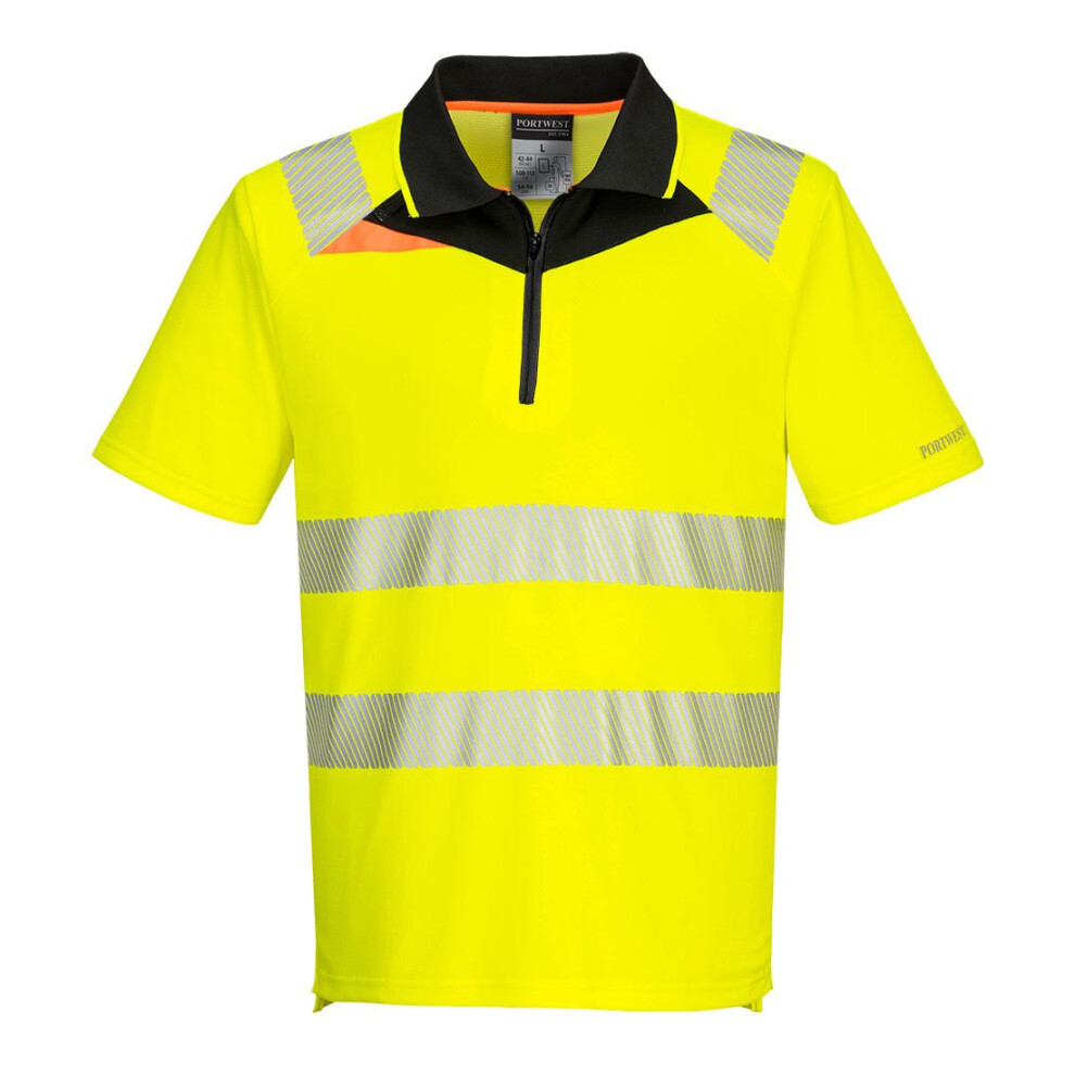 (M, Yellow/Black) Portwest Mens DX4 High-Vis Polo Shirt