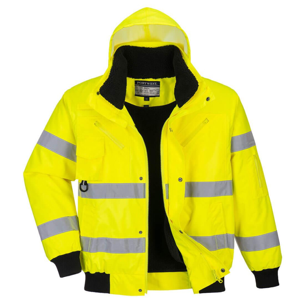 (L, Yellow) Portwest Mens 3 In 1 Hi-Vis Bomber Jacket