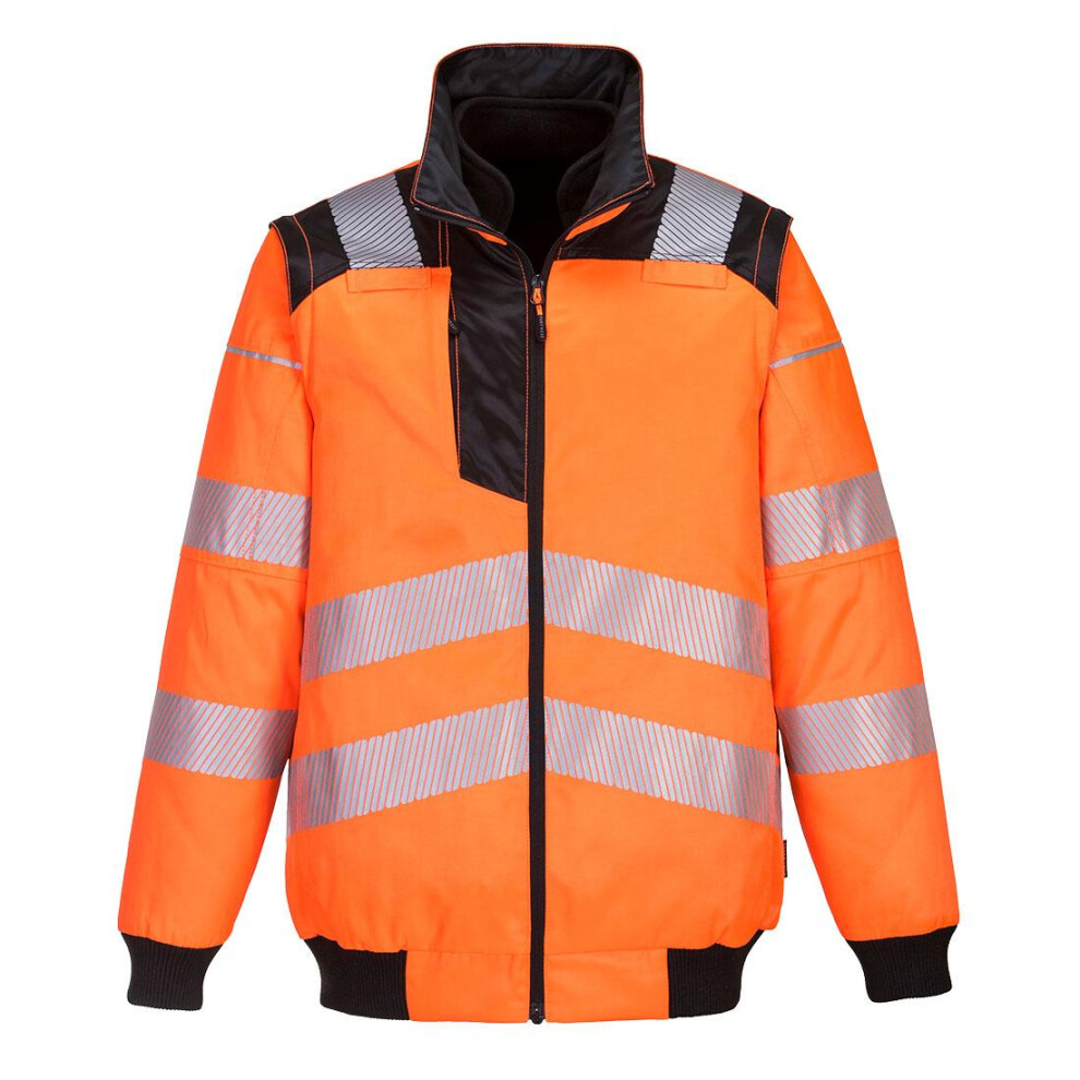 (S, Orange/Black) Portwest Mens PW3 Hi-Vis 3 In 1 Safety Jacket