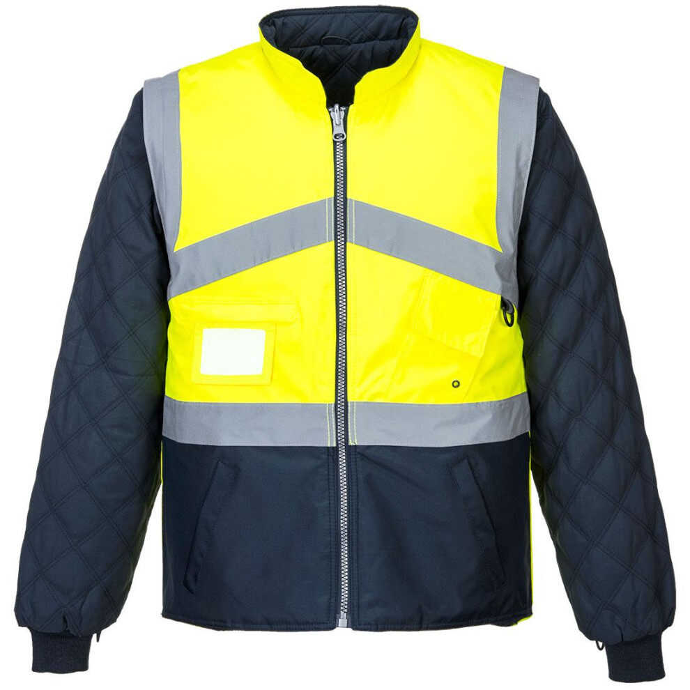 (XL, Yellow/Navy) Portwest Mens 2 In 1 Hi-Vis Jacket