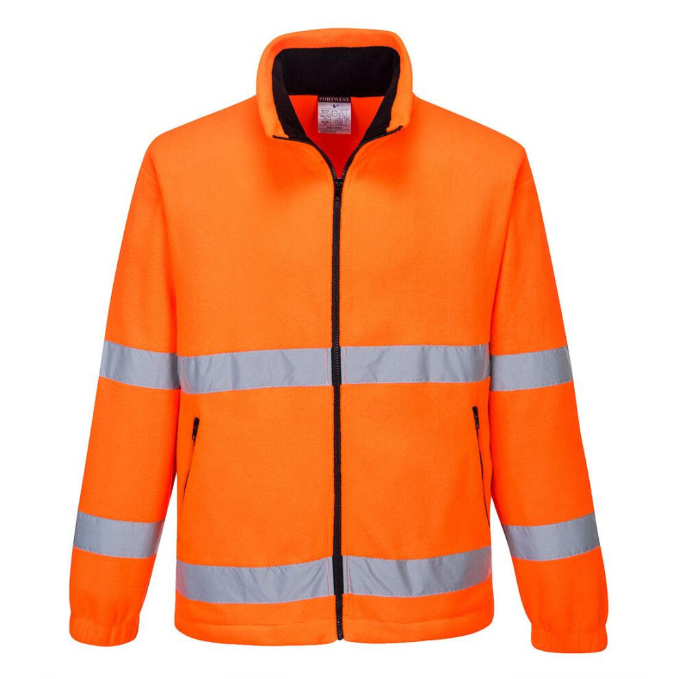 (3XL, Orange/Navy) Portwest Mens Essential Hi-Vis Safety Fleece Jacket