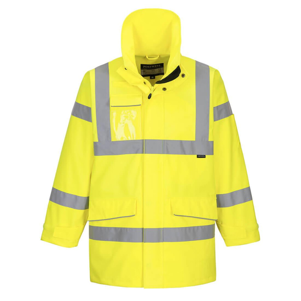 (M, Yellow) Portwest Mens Hi-Vis Raincoat