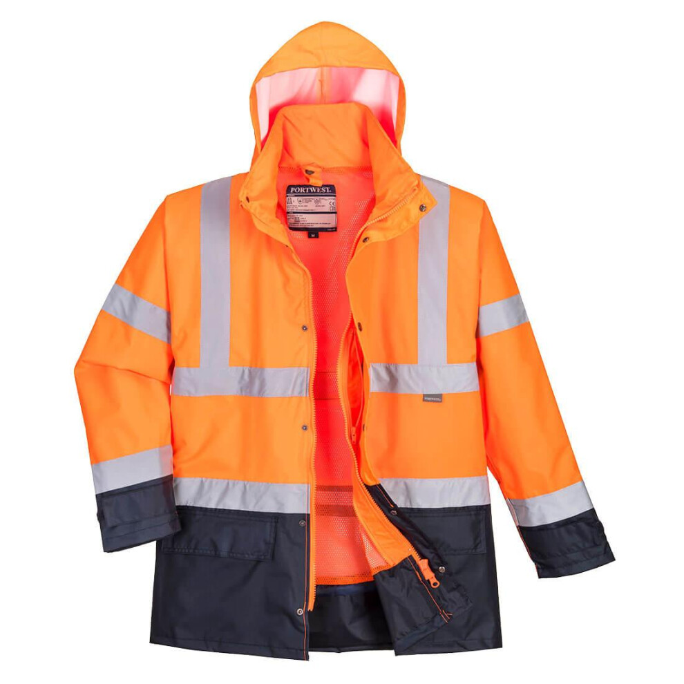 (M, Orange/Navy) Portwest Mens Executive 5 In 1 Hi-Vis Safety Jacket