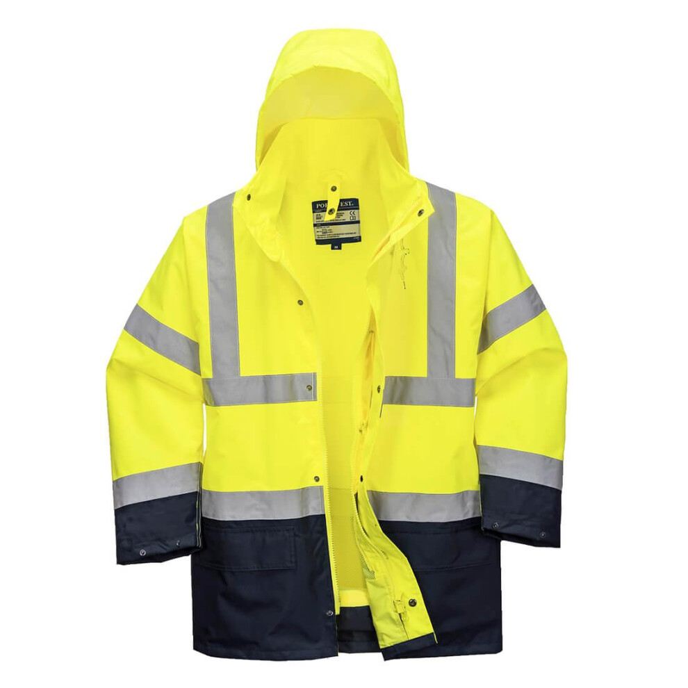 (L, Yellow/Navy) Portwest Mens Essential 5 In 1 Hi-Vis Jacket