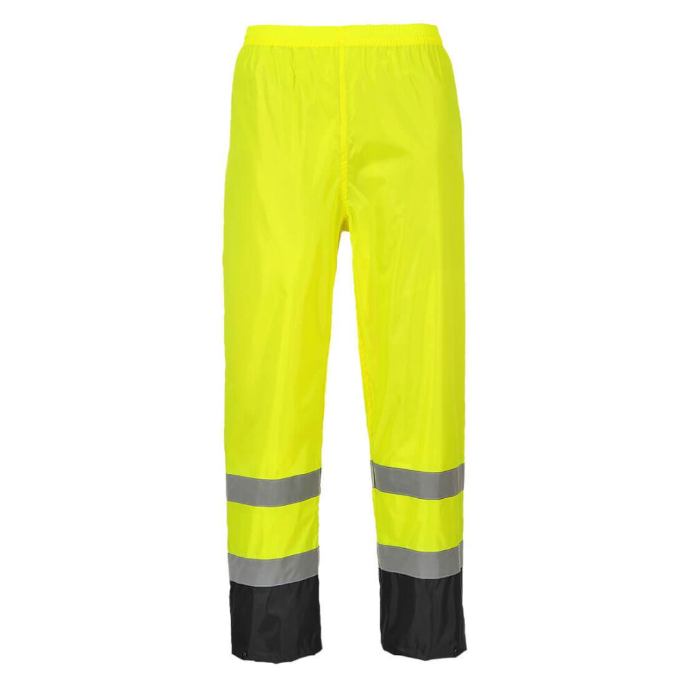 (4XL, Yellow/Black) Portwest Mens Classic Contrast Hi-Vis Rain Trousers