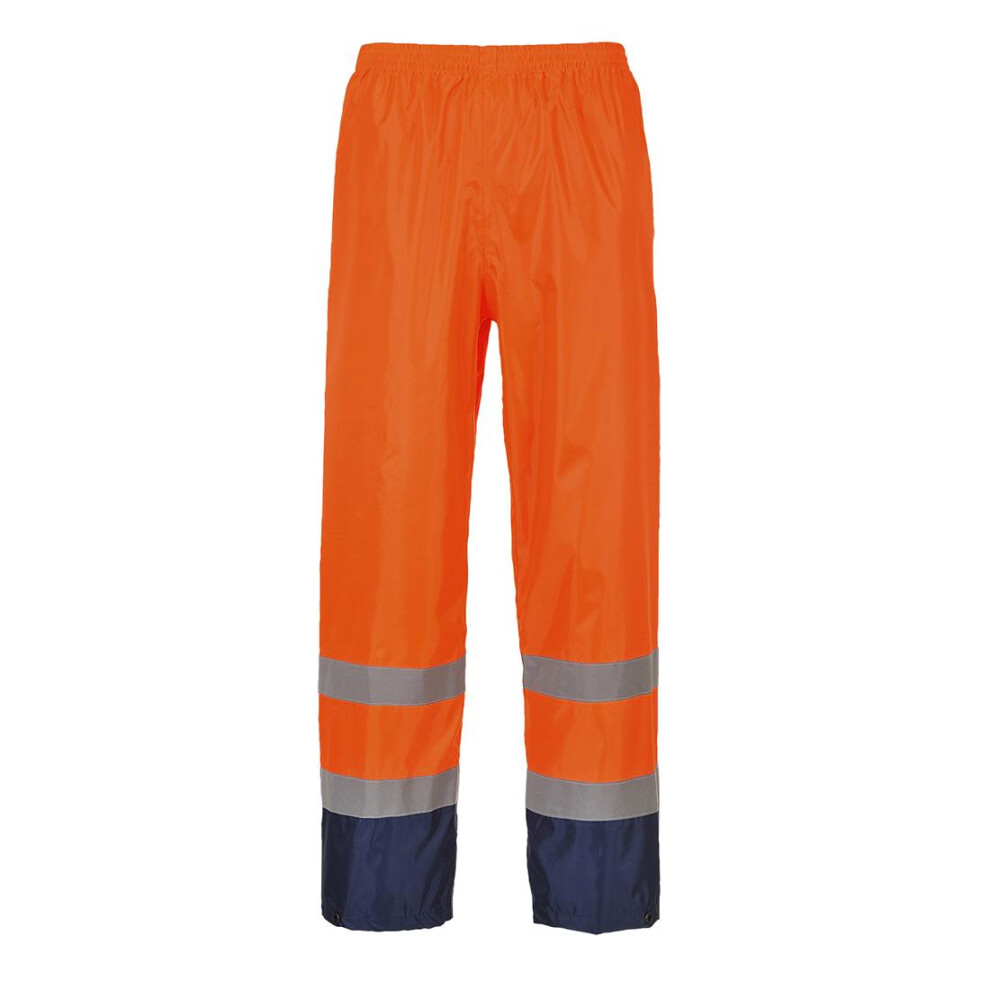 (L, Orange/Navy) Portwest Mens Classic Contrast Hi-Vis Rain Trousers