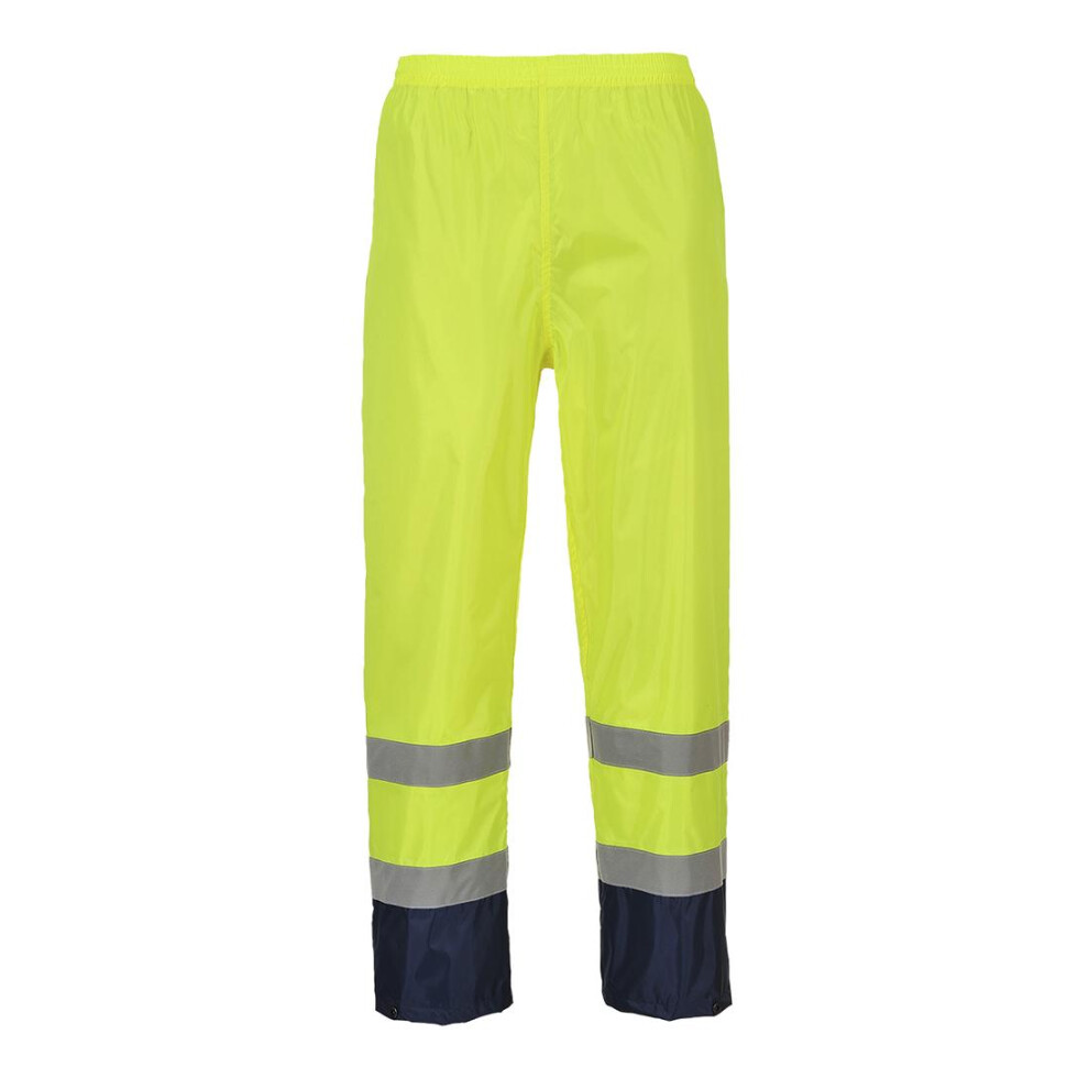 (L, Yellow/Navy) Portwest Mens Classic Contrast Hi-Vis Rain Trousers