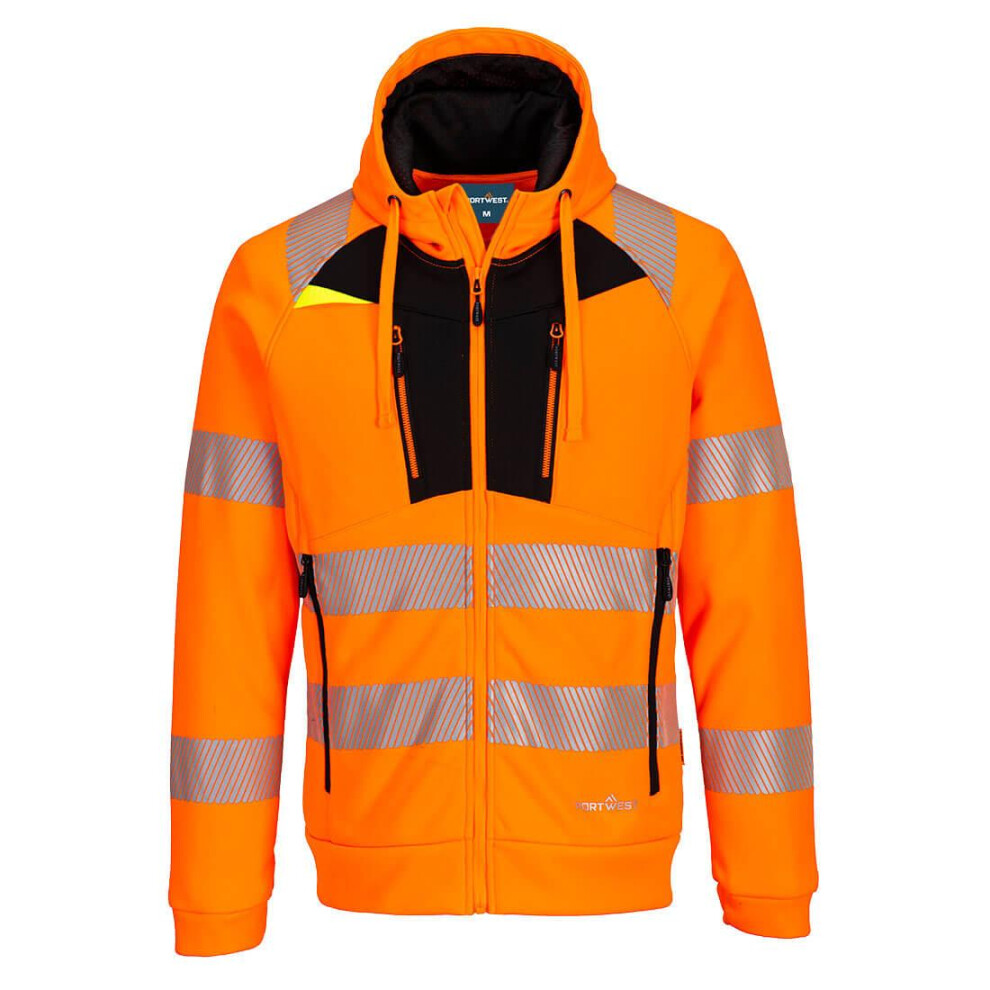 (L, Orange/Black) Portwest Mens DX4 Hi-Vis Safety Full Zip Hoodie