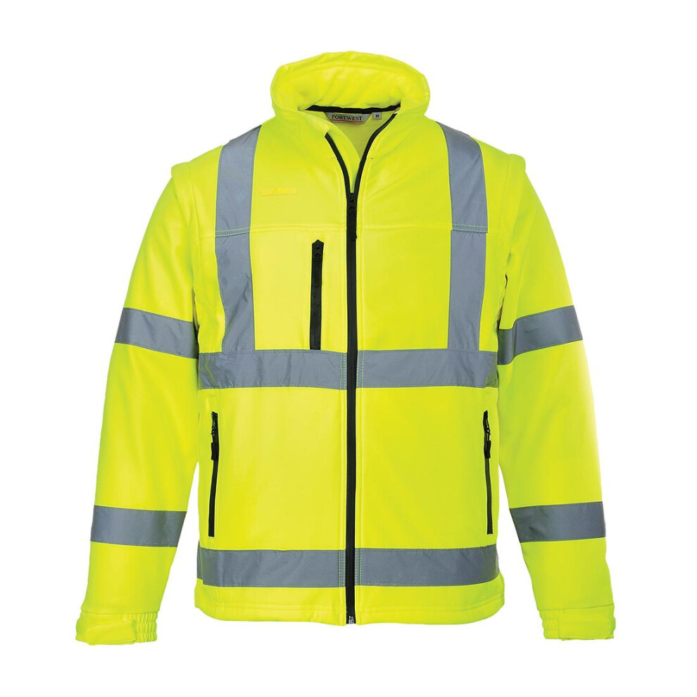 (L, Yellow) Portwest Mens 2 In 1 High-Vis Soft Shell Jacket