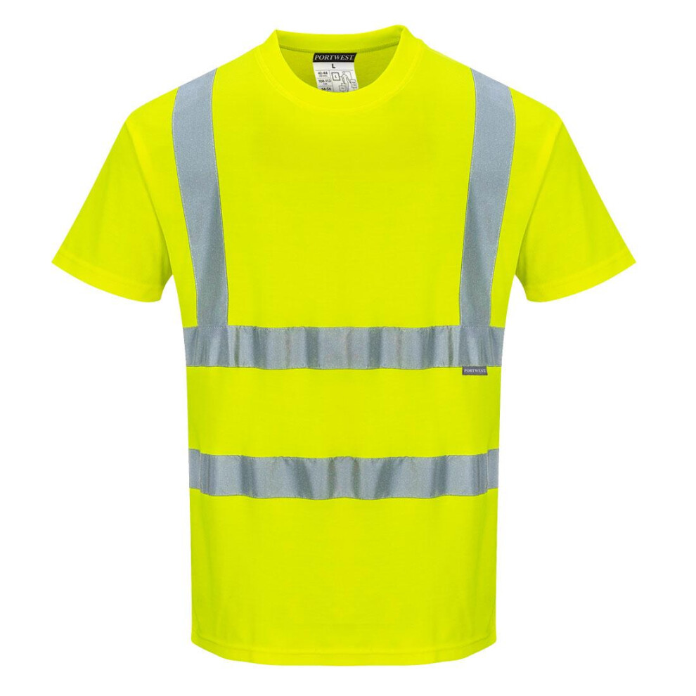 (L, Yellow) Portwest Mens Cotton Hi-Vis T-Shirt