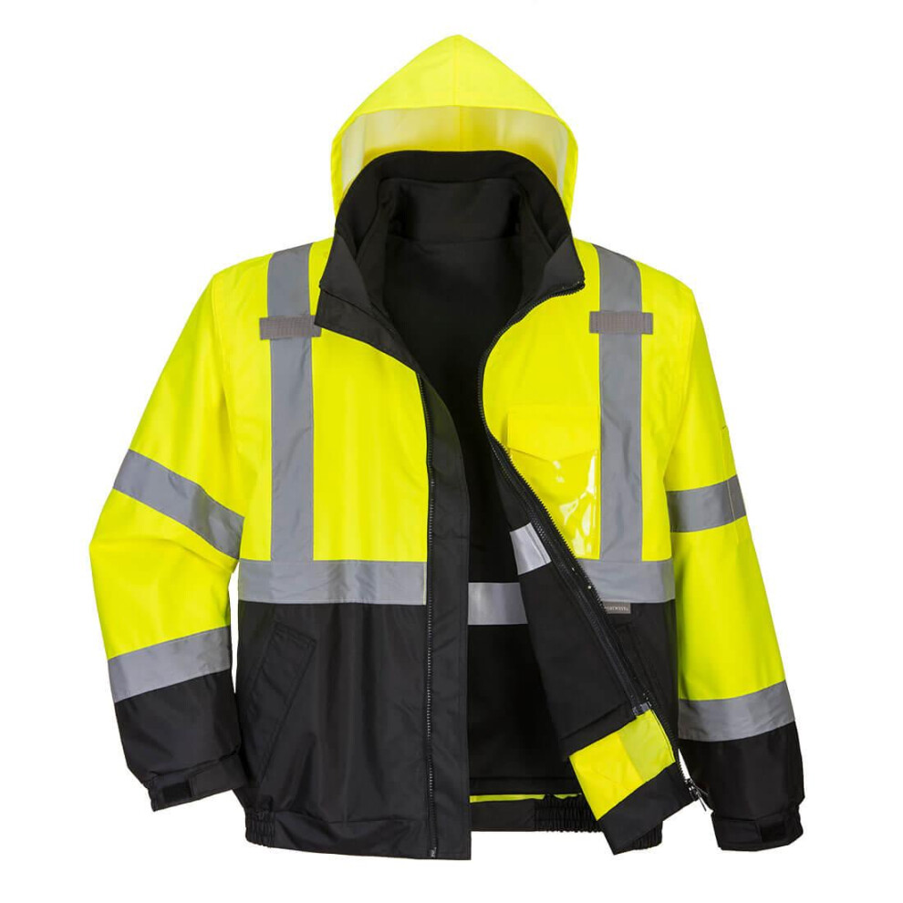 (L, Yellow/Black) Portwest Mens Premium 3 In 1 High-Vis Bomber Jacket