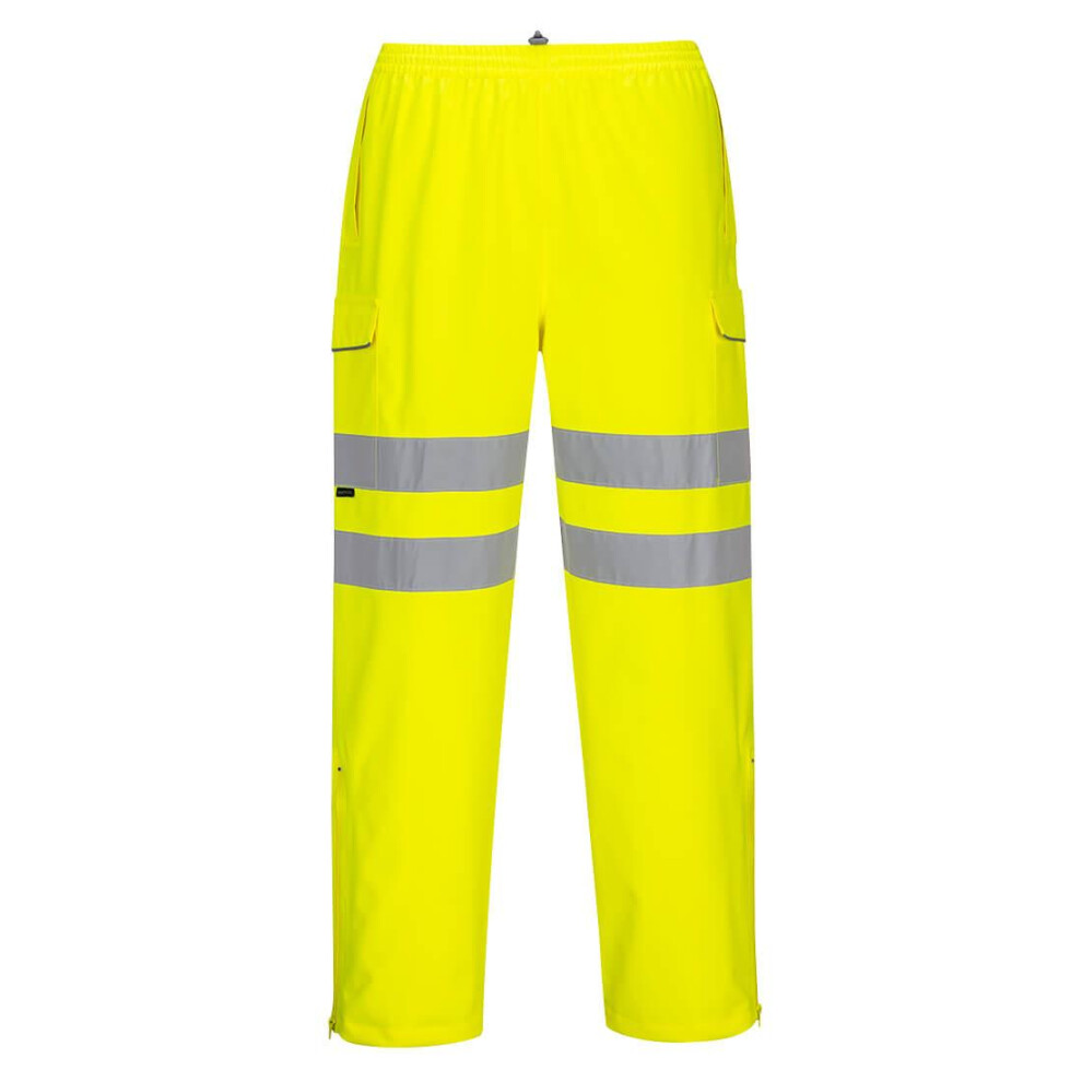 (S R, Yellow) Portwest Mens Hi-Vis Rain Trousers