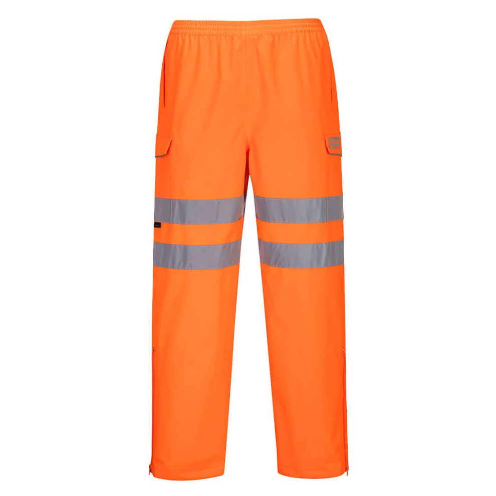 (M R, Orange) Portwest Mens Hi-Vis Safety Rain Trousers