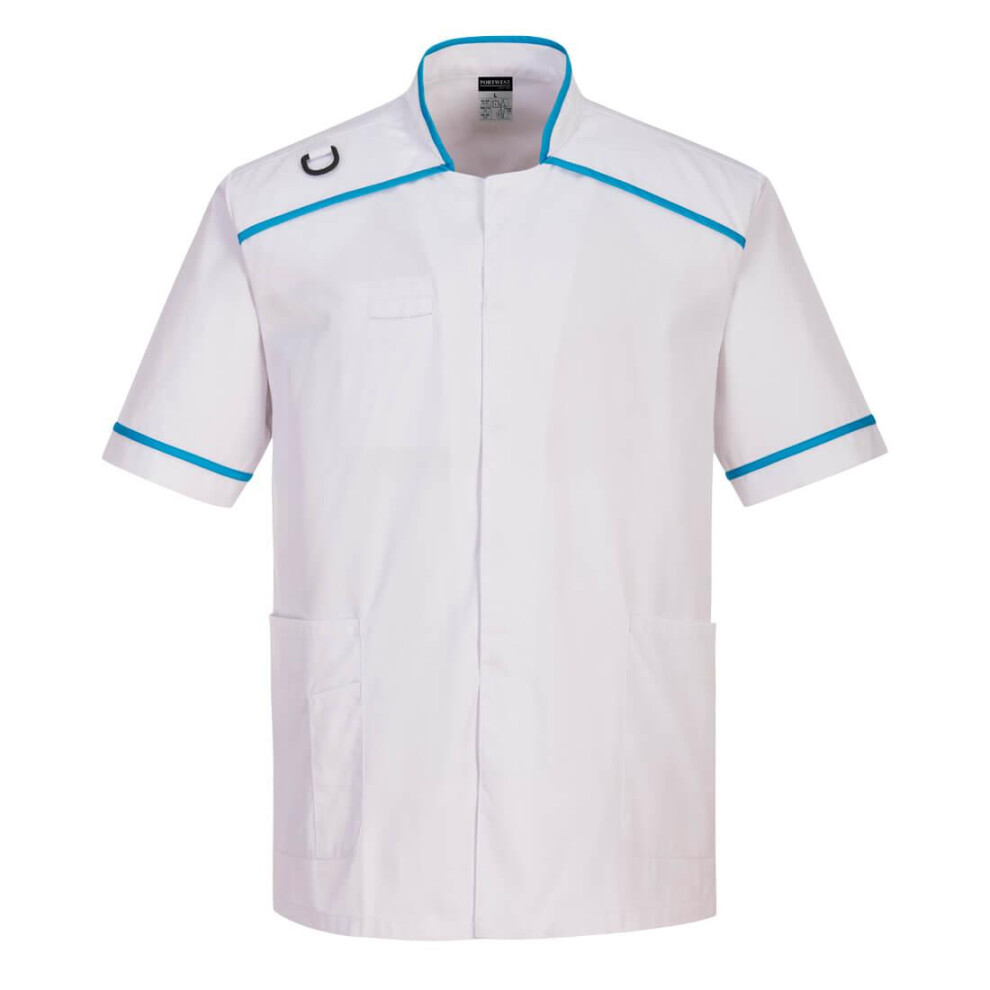 (M, White/Aqua) Portwest Mens Medical Work Tunic