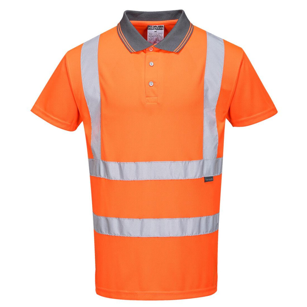 (S, Orange) Portwest Mens Hi-Vis Safety Polo Shirt