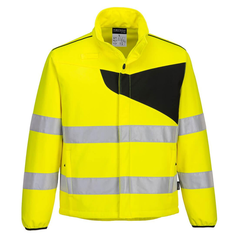 (L, Yellow/Black) Portwest Mens PW2 Softshell High-Vis Jacket