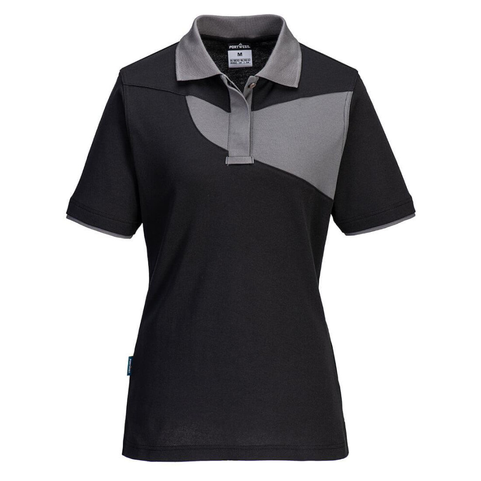 (L, Black/Zoom Grey) Portwest Womens/Ladies PW2 Polo Shirt
