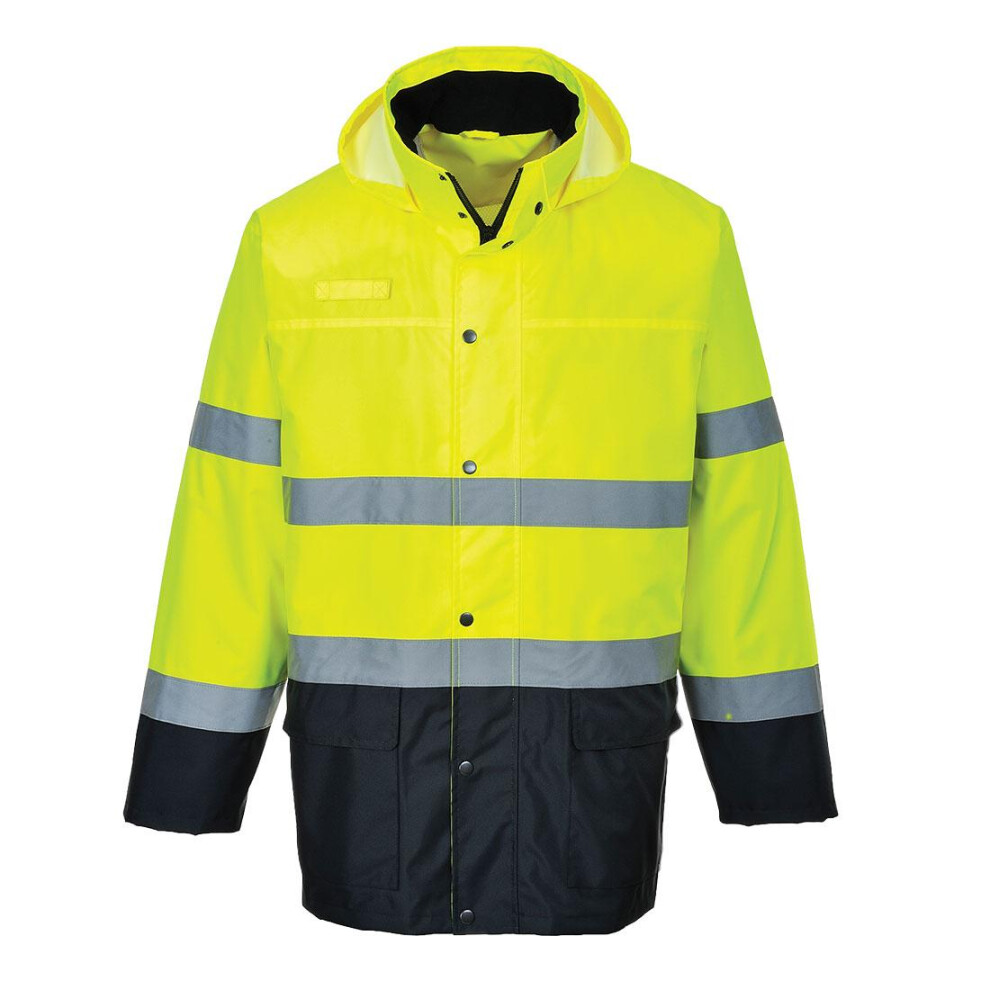 (3XL, Yellow/Navy) Portwest Mens Contrast Lite Hi-Vis Traffic Jacket