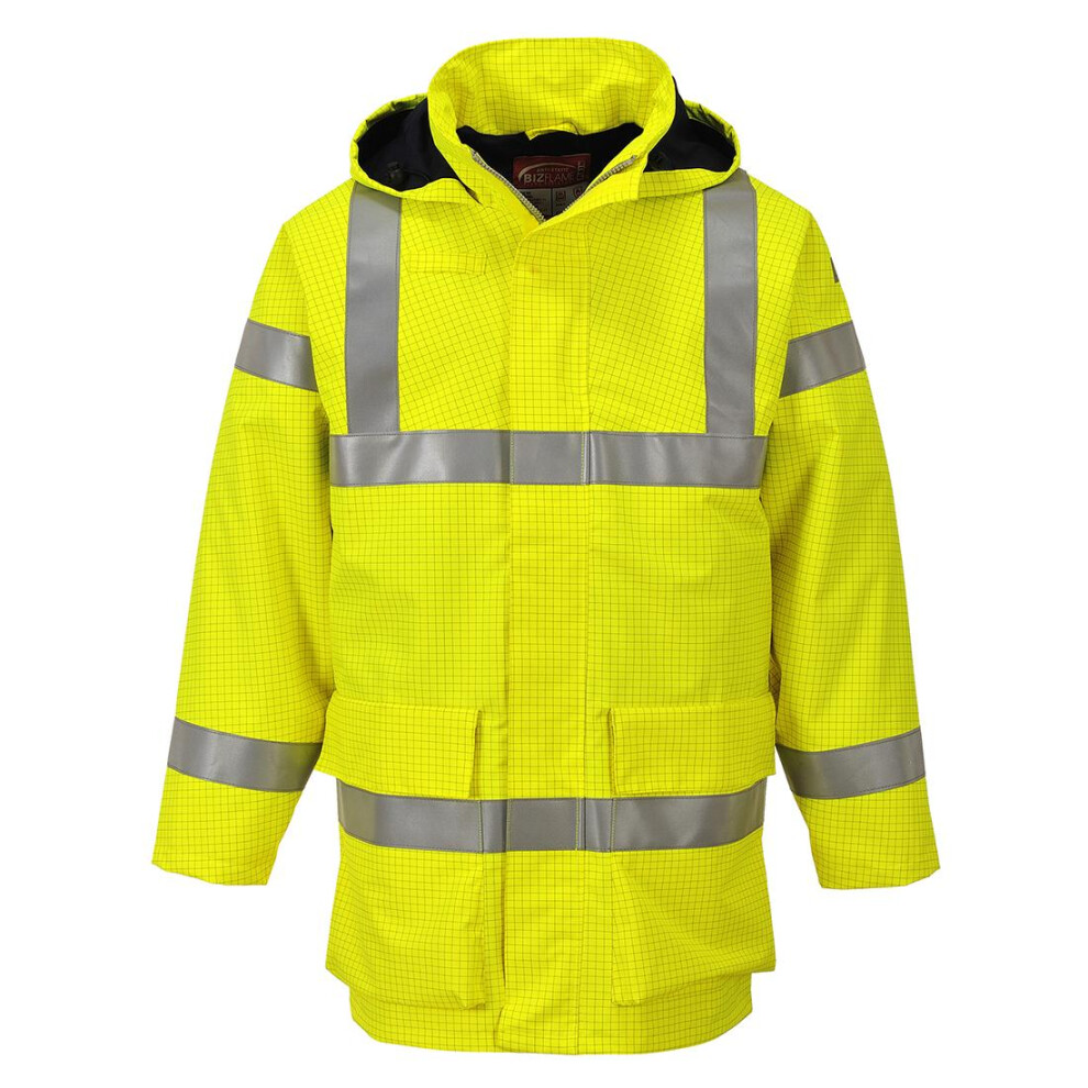 (L, Yellow) Portwest Mens Multi Lite Bizflame Rain Hi-Vis Jacket