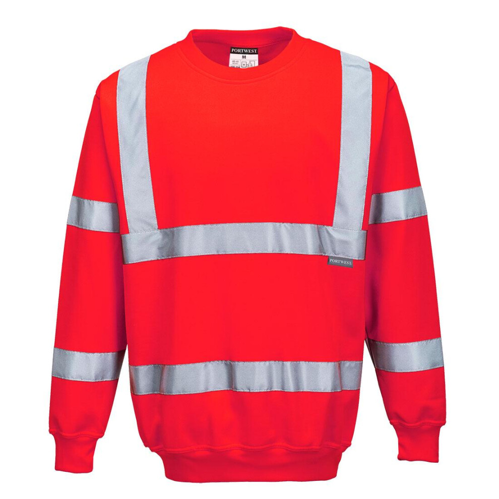 (L, Red) Portwest Mens Hi-Vis Sweatshirt