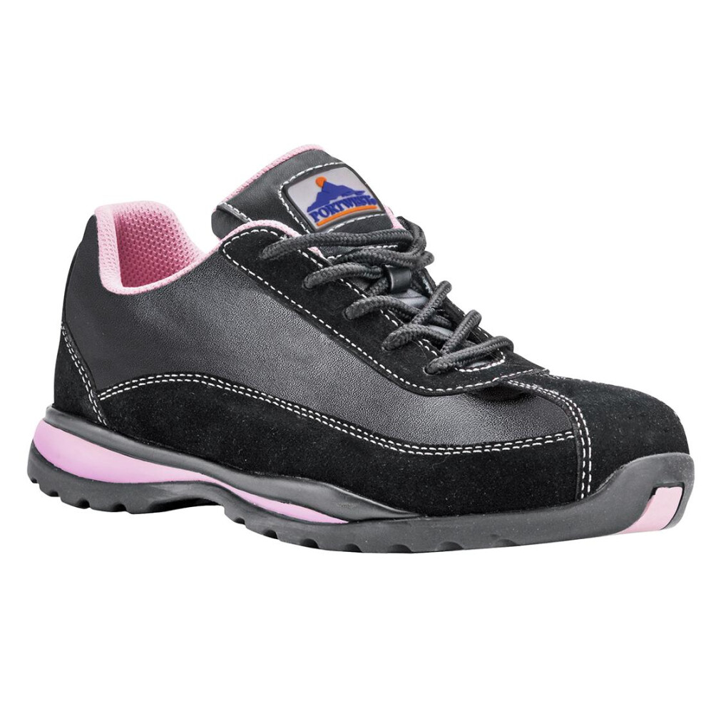 (3 UK, Black/Pink) Portwest Womens/Ladies Steelite Leather Safety Trainers