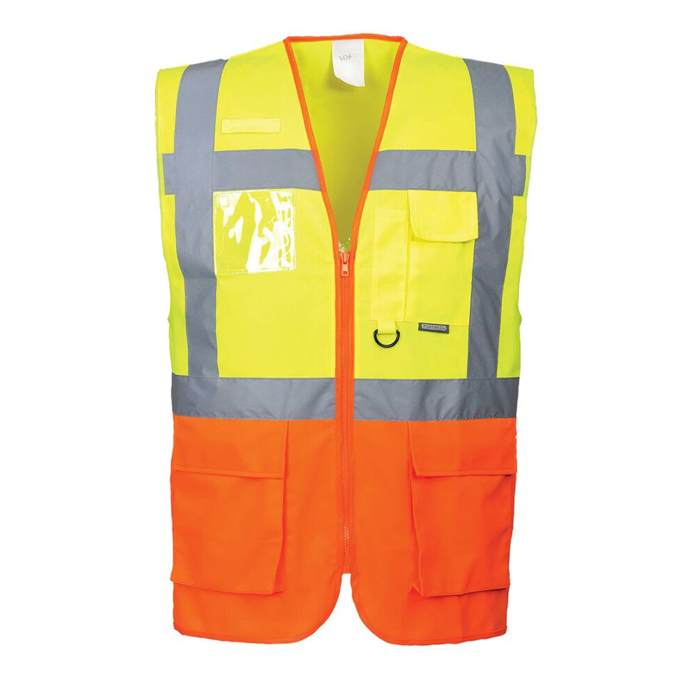 (XL, Yellow/Orange) Portwest Mens Prague Hi-Vis Vest