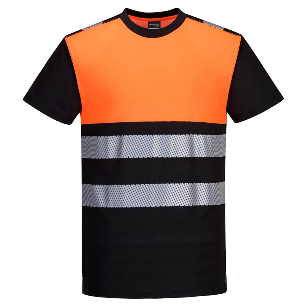 (4XL, Black/Orange) Portwest Mens PW3 Cotton High-Vis T-Shirt