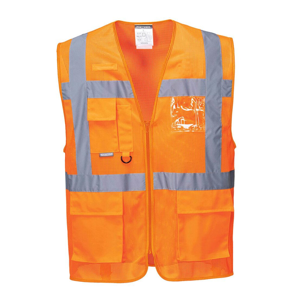 (M, Orange) Portwest Mens Athens Safety Hi-Vis Vest