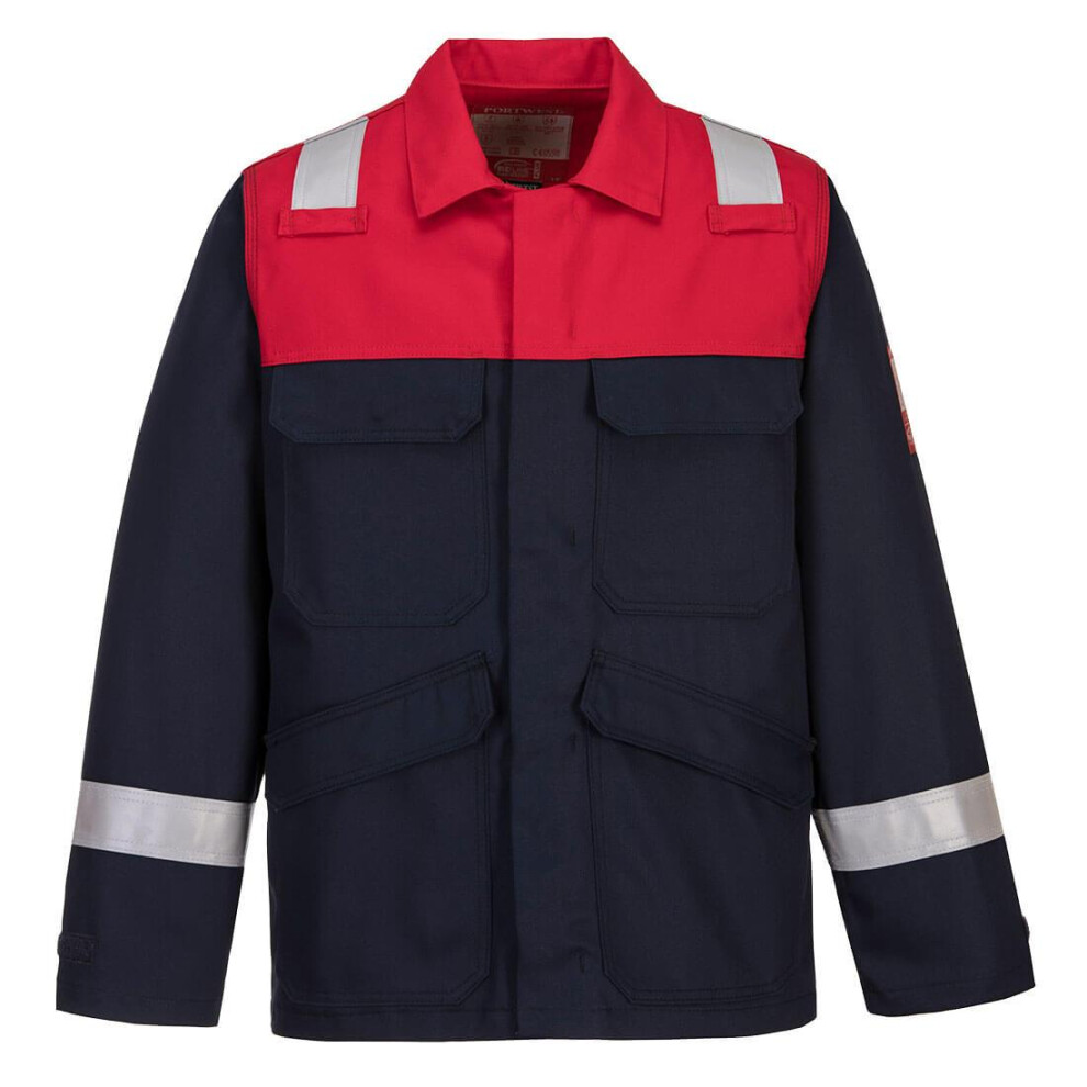 (XXL, Navy) Portwest Mens Bizflame Plus Hi-Vis Jacket