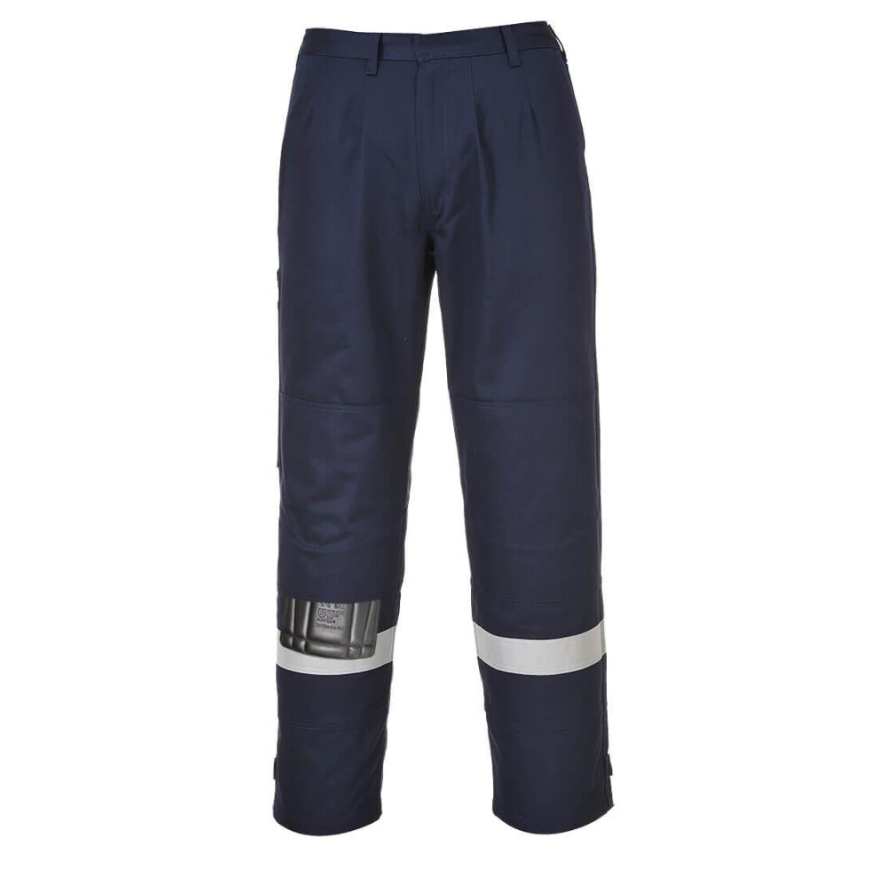 (4XL R, Navy) Portwest Mens Bizflame Plus Work Trousers