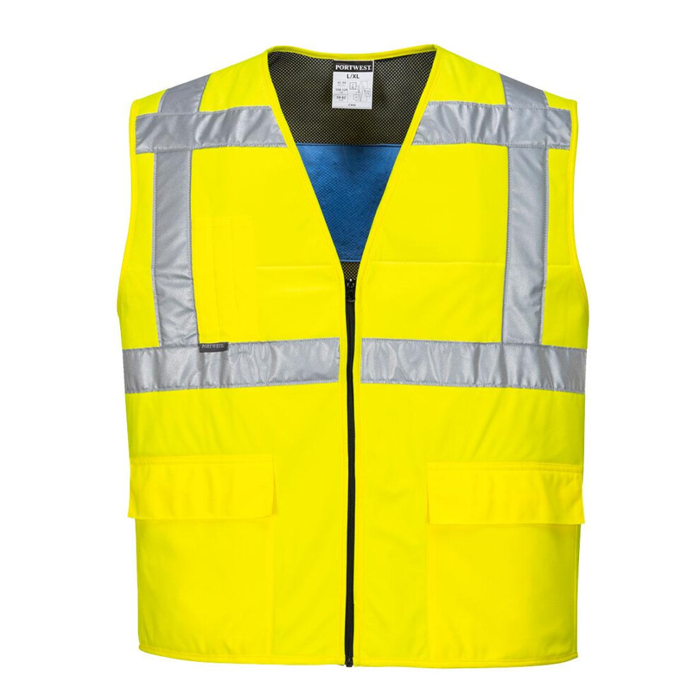 (S-M, Yellow) Portwest Unisex Adult High-Vis Cooling Vest