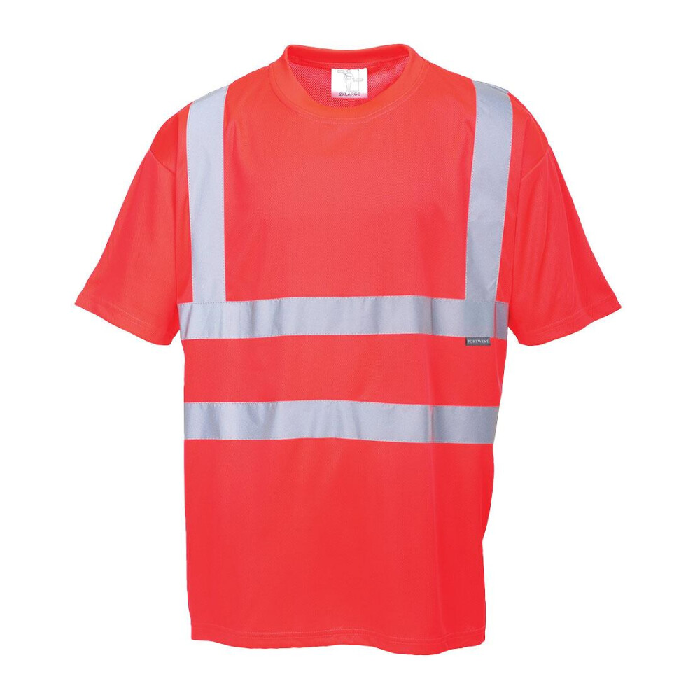 (L, Red) Portwest Mens Hi-Vis T-Shirt